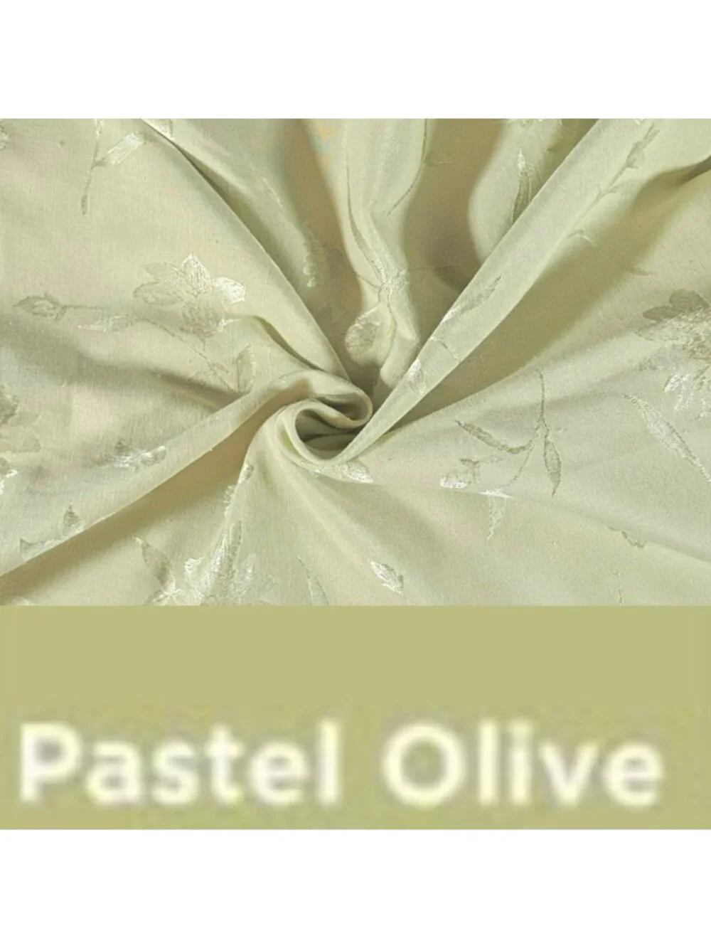 Vintage Floral Pastel Olive Green Jacquard Fabric Tablecloth 115 x 56
